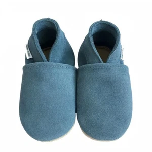 Grijs-blauwe suede babyslofjes van Baby-Slofje maat 24- Glacier Lake - Afbeelding 1 van 5