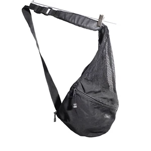 LL Bean AmeriBag Black Mesh Sling Bag Shoulder Crossbody Strap Travel Zip Pocket - Picture 1 of 7