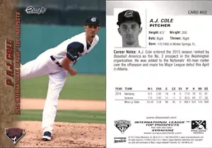 A.J. Cole 2015 Choice International League Top Prospects #2 RC FREE SHIP - Picture 1 of 1