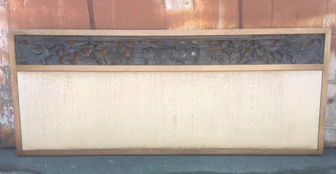 MID CENTURY ASIAN CHINOISERIE UPHOLSTERED KING QUEEN HEADBOARD HOLLYWOOD REGENCY Cover