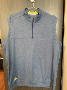Adidas Golf Men’s Vest Size Large Blue & Yellow 1/4 Zip Sleeveless Jacket Adult - Picture 1 of 6