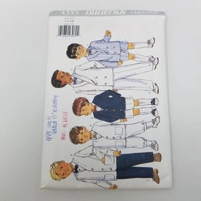 Butterick 4355 Jacket Pants Shorts Tuxedo Formal Suit Sewing Pattern Boys 5 6 6X - Image 1 of 4