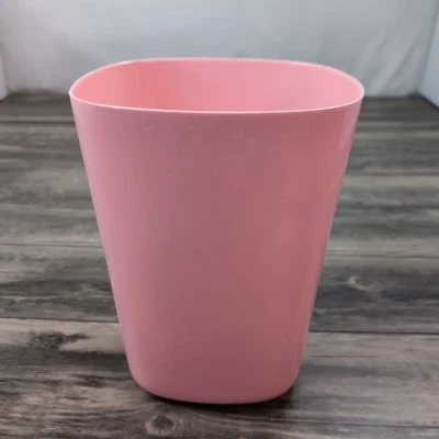 Cesta de basura ovalada cuadrada rosa pastel vintage finales de los 90 10x8" baño habitación de niñas Foto 1 de 4