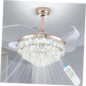 42'' Dimmable Ceiling Fan with Light and Remote Crystal Modern 9125-Gold - Picture 1 of 7