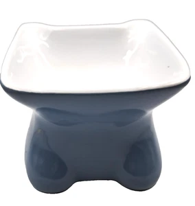 Kitty Cat Shaped Raised Food Dish Water Bowl Ceramic Whisker City Medium Blue - Picture 1 of 7