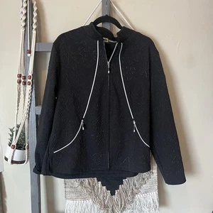 Jamie Sadock Full Zip Black Etched Design Jacke Reißverschlusstaschen Damen Gr. XL #428 - Bild 1 von 5