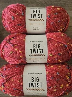 Lot Of 3 -Big Twist Totally Tweed Yarn- Girl's Night Out - 4 Med 150g/295yd each - Image 1 of 3