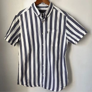 Classic Navy and White Striped Men's Shirt Large - Picture 1 of 9
