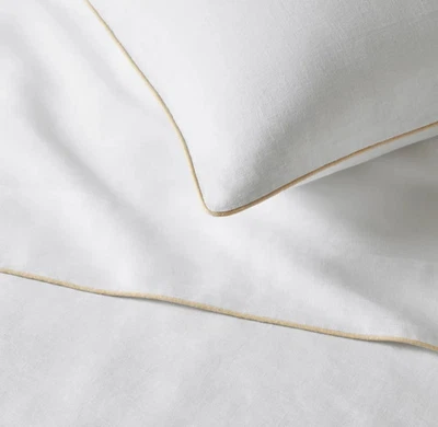 Funda nórdica de lino lavada con tubería Italiana Herrajes Restauración King con arena Foto 1 de 4