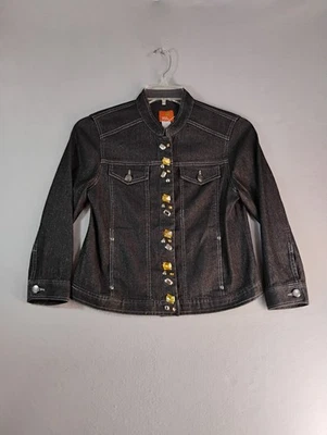 Chaqueta vaquera Hearts of Palm para mujer 6 negra estrás manga larga denim oscuro Foto 1 de 4