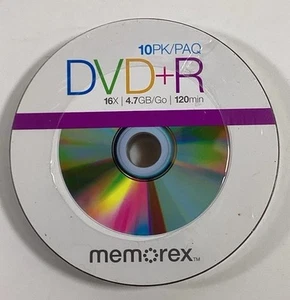 Memorex DVD+R 10-Pack 16X 4.7GB/Go/120Min Discs/Unopened Package - Picture 1 of 4