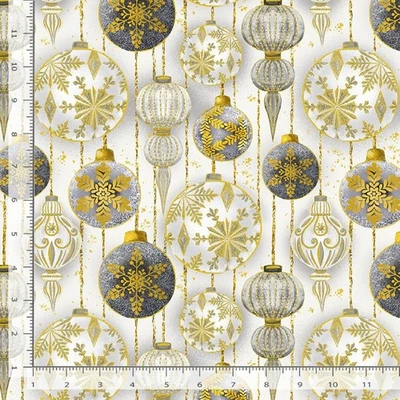 PLATINUM SO N SEWS Christmas Gold Metallic Ball Ornaments-Timeless Treasures-BTY