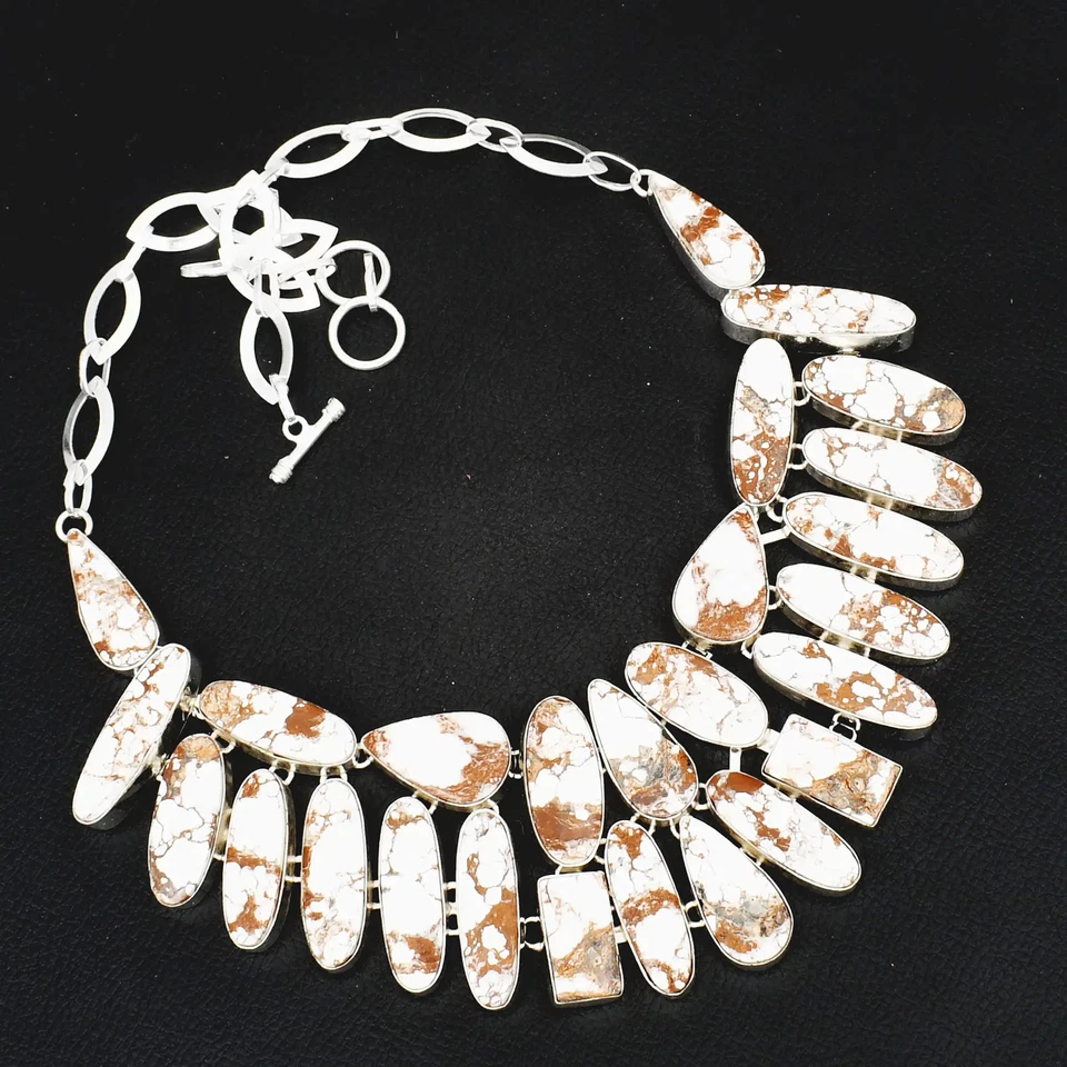 Joia de colar grande feita à mão de pedra preciosa de jaspe cavalo selvagem 119 gms LBN-7527 - Imagem 1 de 1