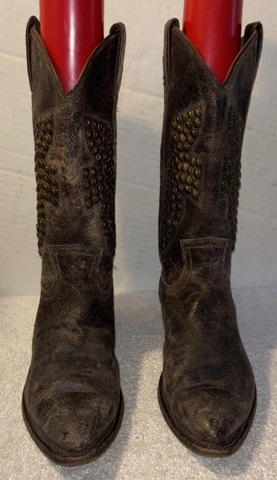 Botas de Vaquero Frye Para Mujer 9.5B Billy Martilladas Tachonadas Logo Grande Envejecidas 9.5 B Foto 1 de 4