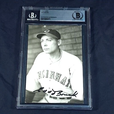 Edd Roush Signed Vintage Post Card BAS Cincinnati Reds HOF Autographed - Image 1 of 2