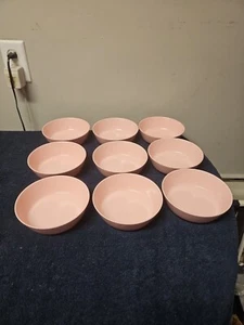 Lot Of 9 Vintage Mid Century Retro Pink Melamine 5 1/4" Bowls by Park Avenue  - Picture 1 of 3