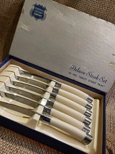 Vintage Federal Cutlery Edelstahl 6-teiliges Steakmesser Set Griffe Tablett Japan Box - Bild 1 von 5