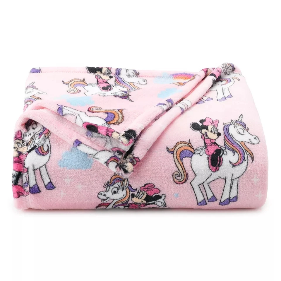 Disney Pink Mickey Mouse Unicorn Plush Blanket 5 ft ft