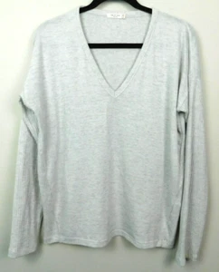 Rag & Bone Womens Shirt Large Gray Long Sleeve V Neck Stretch Ribbed Waffle Knit - Picture 1 of 7