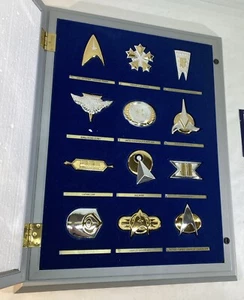 Insignias Insignia Star Trek Conjunto Oficial Plata y Oro Franklin Mint .925 PLATA - Imagen 1 de 10