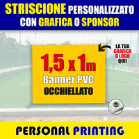 STRISCIONE PUBBLICITARIO PERSONALIZZATO 1,5x1 m striscioni BANNER PVC economico