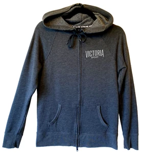 Victoria’s Secret Jacket Size Small Sport Zip Up Hoodie Black Gray - Picture 1 of 9