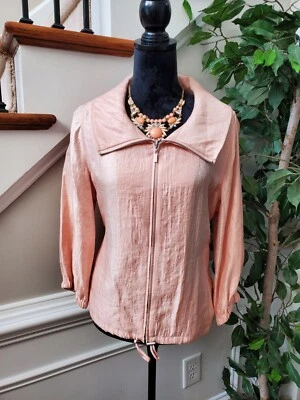 Ruby Rd. Women Solid Pink Rayon Full Zip Front Long Sleeve Jacket Blazer Size 12 - Image 1 of 4