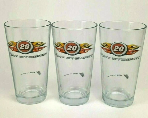 Set of 3 Tony Stewart NASCAR # 20 Pint Beer Glasses 2006 Joe Gibbs Racing Cover