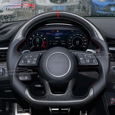 Руль из углеродного волокна подходит для Audi RS3 RS4 RS5 RS6 RS7 A5 S3 S4 S5 2016-2020 годов выпуска - Изображение 1 из 4