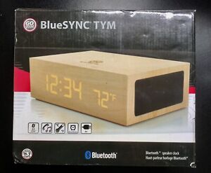 New in Box GO-Groove BlueSYNC TYM Bluetooth Music Speaker Alarm Clock Faux Wood