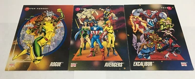 Marvel Universe Series 3 Impel x3 card lot Rogue, Avengers and Excalibur 1992 - Image 1 of 4