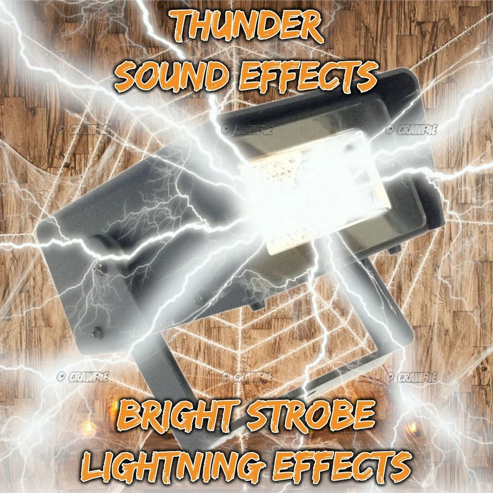 Halloween Thunder & Lightning Sounds + Flashes Strobe Light Party Prop Decor UK - Image 1 of 4