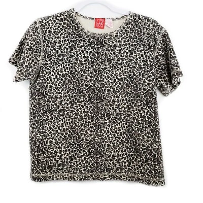 Liz&Co. Womens Brown & Cream Short Sleeve Textured T Shirt Size S - Image 1 of 4