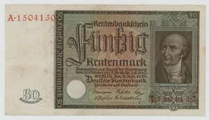 Germany 50 RentenMark 6-7-1934 Pick 172 VF++ Circulated Banknote Ref 130 - Picture 1 of 2