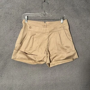 Vertigo Paris Pleated Button Shorts Women's Size 4 Beige - Picture 1 of 8