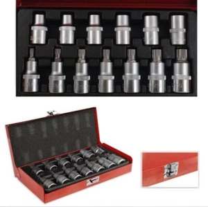 Set chiavi a bussola Torx millerighe maschio femmina13pz m6-m16 8-16CRV 19031213 - Foto 1 di 2