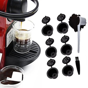 6pc Riutilizzabile Ricaricabile CaffÃ¨ Capsula per Nespresso con Spoon + Brush