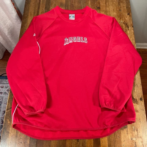 Los Angeles Angels Sweatshirt Mens XL Red Pullover Majestic Therma Base Authen Cover
