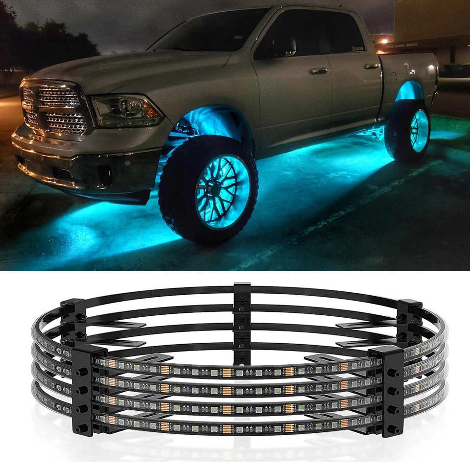 Para Dodge Ram 1500 2500 3500 4X 17.5" RGB LED Anillo de Rueda Luz Llanta Neón Luces Foto 1 de 4