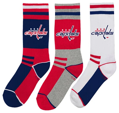 Paquete de 3 calcetines Outerstuff NHL Youth (5-7) Washington Capitals Foto 1 de 4