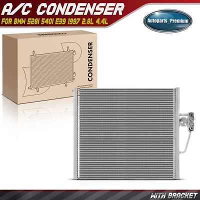 Condensador de ar condicionado AC com suporte para BMW 528i 540i E39 1997 2.8L 4.4L - Imagem 1 de 4