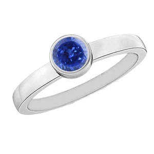 1.40Ct Round Cut Natural Royal Blue Tanzanite Solitaire Ring In 14KT White Gold - Picture 1 of 1