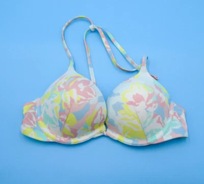 Victorias Secret 34A White Floral Underwired Halter Beach Bikini Top Swimwear VS - Image 1 of 4