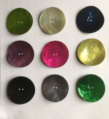 Genuine Shell / Mother of Pearl Buttons - Assorted Sizes & Colours - Two Holes - Image 1 of 2