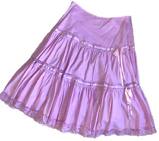 Bisou Bisou Skirt Orchid Pink Cotton Tiered Lace trim Feminine Gothic sz 8 boho