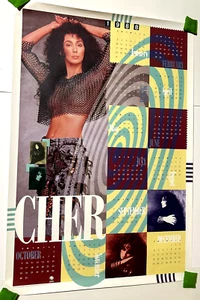 CHER GEFFEN RECORDS rare original poster/calendar from 1988 ~ VG Condition BIG - Picture 1 of 4
