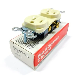 5250SI Pass & Seymour Duplex Buchsen, Spec Grade, 15A, 125V, Elfenbein - Bild 1 von 8