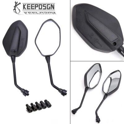 Espejos retrovisores negros para motocicleta Honda Kawasaki Suzuki Yamaha ATV Scooter Foto 1 de 4