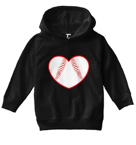 Baseball Heart - Love Sports Fan Seams Valentine's Day Toddler/Youth Hoodie - Picture 1 of 12