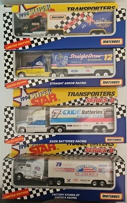 4X MATCHBOX NASCAR #12 #7 #75 FLECHA RECTA EXIDE SUPER STAR TRANSPORTERS! S129 Foto 1 de 2